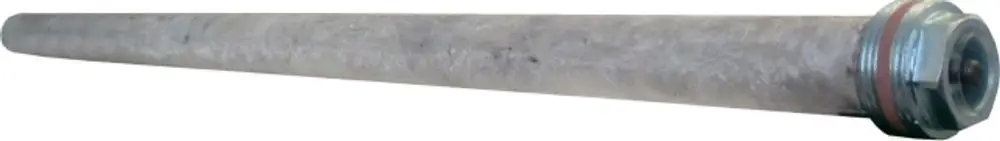 Magnesiumschutzanode mit metallischem Gehäuse und Gewinde, geeignet für den Einsatz in Wasserheizsystemen, angeboten von der Marke Wolf.